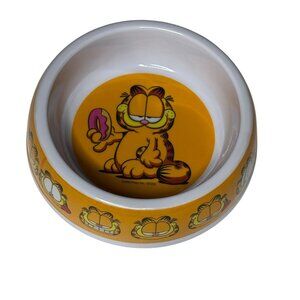 Garfield Cat Bowl • Donut Design Pet Feeding Dish • Cute Orange Cartoon Bowl